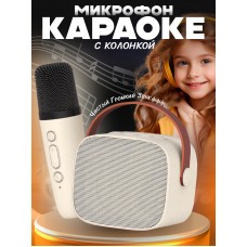 Микрофон караоке с колонкой Mini Wireless Speaker and Microphone set Белый Karaoke-White