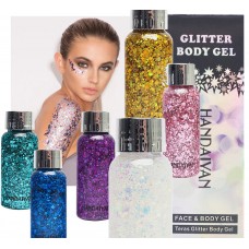 HANDAIYAN Гель Глиттер для волос лица и тела Gliter Body Gel Face & Body Teras Gliter 30 мл H-H0808-ass