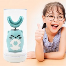 Детская силиконовая автоматическая ультразвуковая зубная щетка Smart U-shaped children's tothbrush Голубой YS-1