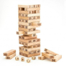 WOOD TOYS Деревянная Детская игра Падающая Башня 54 детали бруска Folds High от 6 лет 18х8х8 см WTFH-54set