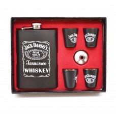 Подарочный набор с флягой Черный матовый Jack Daniels 250 мл 4 стопки Лейка