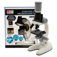 Детский Микроскоп х1200 с контейнерами баночками и приборами Белый Scientific Microscope 1012A-2