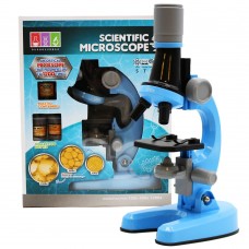 Детский Микроскоп х1200 с контейнерами баночками и приборами Голубой Scientific Microscope 1012A-4