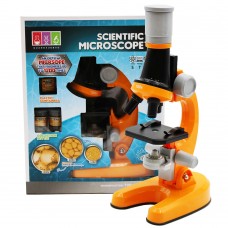Детский Микроскоп х1200 с контейнерами баночками и приборами Оранжевый Scientific Microscope 1012A-3