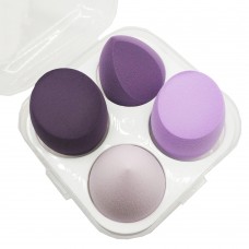 Набор спонжей для макияжа кожи лица в кейсе 4 штуки фиолетовые