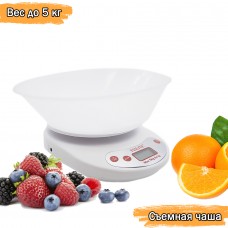 Электронные весы с Овальной чашей KE-2 Белый до 5 кг Feilite Electric kitchen scale  C-305-белый