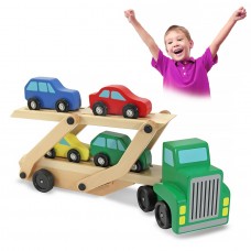 Деревянная игрушка Каталка Грузовик с машинками 4 шт Car Carrier 93-86