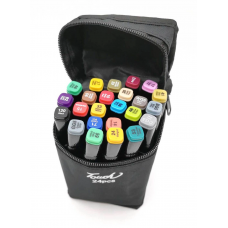 Набор профессиональных двухсторонних маркеров для скетчинга 24 цвета в чехле