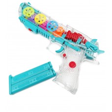 Прозрачный игрушечный пистолет со световыми и музыкальными и двумя режимами эффектами с движущимися шестеренками