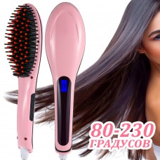 Расческа Выпрямитель Утюжок 80-230 гр для волос с Дисплеем Fast Hair Straightener HQT-906 Розовый