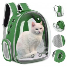 Воздухопроницаемая Прозрачная Переноска с иллюминатором для кота Сумка Рюкзак для домашних животных Зеленый