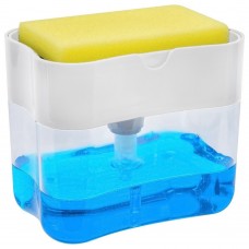 Дозатор для Мыла 2в1 с Помпой и Держателем губки для для мытья посуды Soap pump sponge caddy T271101 Белый