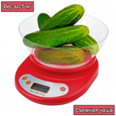 Кухонные Электронные Весы с круглой Чашей до 5 кг Feilite KE-1-красный