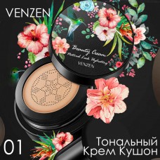 VENZEN Тональный Крем Кушон Оттенок 01 со спонжем Cover Flaw Beauty Cream 15 г FZ21781