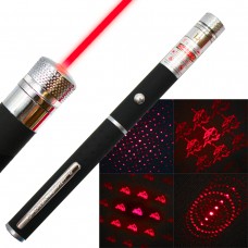 Мощная лазерная указка с 3 насадками L04 Красный луч  Laser Pointer L04-4H-black (черный)
