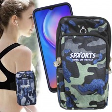 Спортивный Чехол Сумка для телефона с выходом под Наушники на плечо Sports Темно Синий