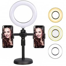 Кольцевая Лампа 16х16 см для макияжа 3 режима 9 мощностей с 2 держателями для Телефона Live Light Holder WS-868