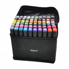 Маркеры для скетчинга 60 цветов, набор профессиональных двухсторонних маркеров для скетчинга в чехле