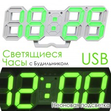 Электронные Светящиеся Часы настольные VST-883 с Будильником и Неоновой Зеленой подсветкой