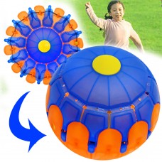 Летающий Плоский Мяч Трансформер 17х17 см с подсветкой и музыкой Blast Ball Disc для активного отдыха 97008B Синий оранжевый