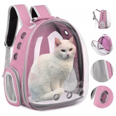 Воздухопроницаемая Прозрачная Переноска с иллюминатором для кота Сумка Рюкзак для домашних животных Розовый