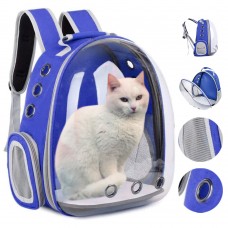 Воздухопроницаемая Прозрачная Переноска с иллюминатором для кота Сумка Рюкзак для домашних животных Синий
