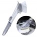 Автоматическая Щетка 3в1 для мытья посуды с длинной ручкой Серая с 2 губками Decontamination Wok Brush