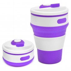 Стакан 350 мл Складной Силиконовый Collapsible coffee cup Фиолетовый