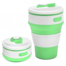 Стакан 350 мл Складной Силиконовый Collapsible coffee cup Зеленый