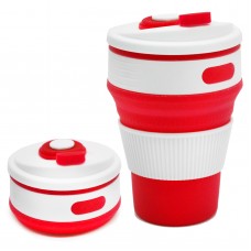 Стакан 350 мл Складной Силиконовый Collapsible coffee cup Красный