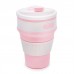 Стакан 350 мл Складной Силиконовый Collapsible coffee cup Розовый