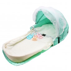 Ассорти Товаров Детская переносная колыбель кровать для путешествий с москитной сеткой и игрушками Бирюзовая