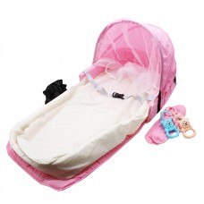 Ассорти Товаров Детская переносная колыбель кровать для путешествий с москитной сеткой и игрушками Розовая