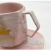 Кружка с подогревом queen с платформой для подогрева, проводом USB  и чайной ложкой Coffee cup and saucer Розовый QueenСup-pink 
