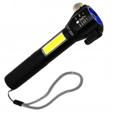 Мощный яркий светодиодный аккумуляторный спасательный LED+COB фонарь FA-T6-28T6 Cree USB 4 режима со стеклобоем, стропорезом, магнитом