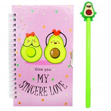 Школьный набор Ручка и Блокнот 18х11 см в линейку с замочком Авокадо My Sincere Love Розовый HN-008